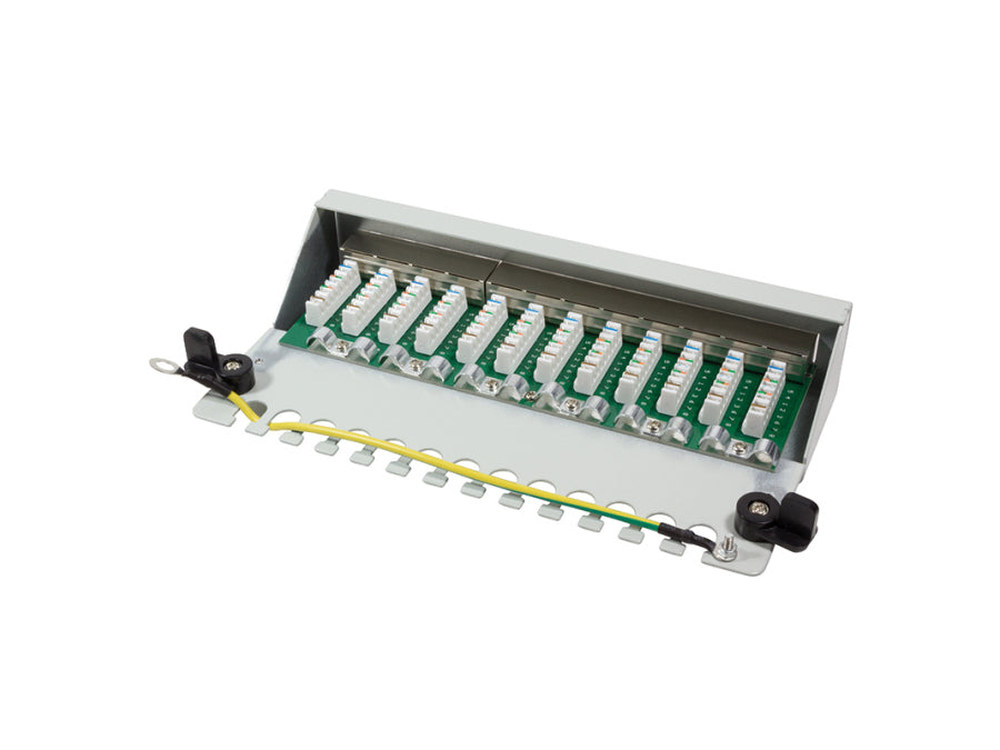 Patch panel - 12 x RJ45 CAT6 skærmet, Grå