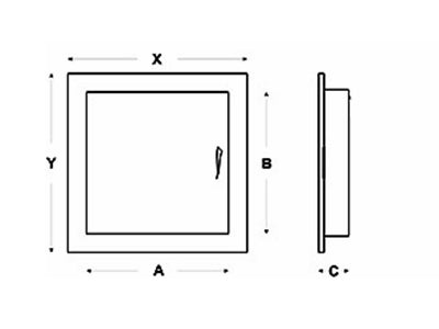 Inspektionslem - 150x200mm, Galv. metal, Hvid