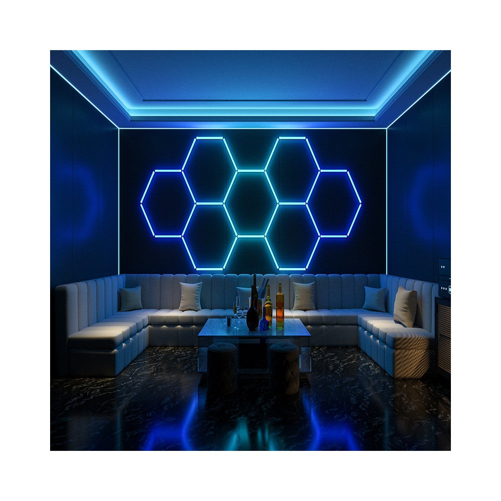 Hexagon RGBIC 4 felter komplet sæt inkl. bluetooth controller og strømforsyning - 70W