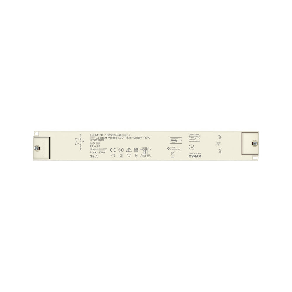 Osram 180W strømforsyning - 12V DC, 15A, IP20 indendørs - Effekt: 180W, Input: 230V, Output: 12V