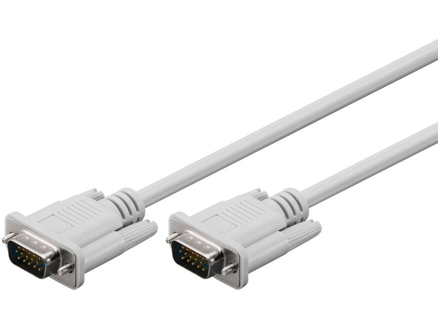VGA monitorkabel - 2 x VGA han, Lys Grå (5m)