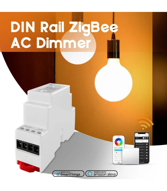 Zigbee dæmper modul til DIN-skinne - Gledopto, Zigbee 3.0, 200W, til indbygning