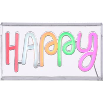 Happy neon skilt i acryl med led lyskilde og usb ladekabel