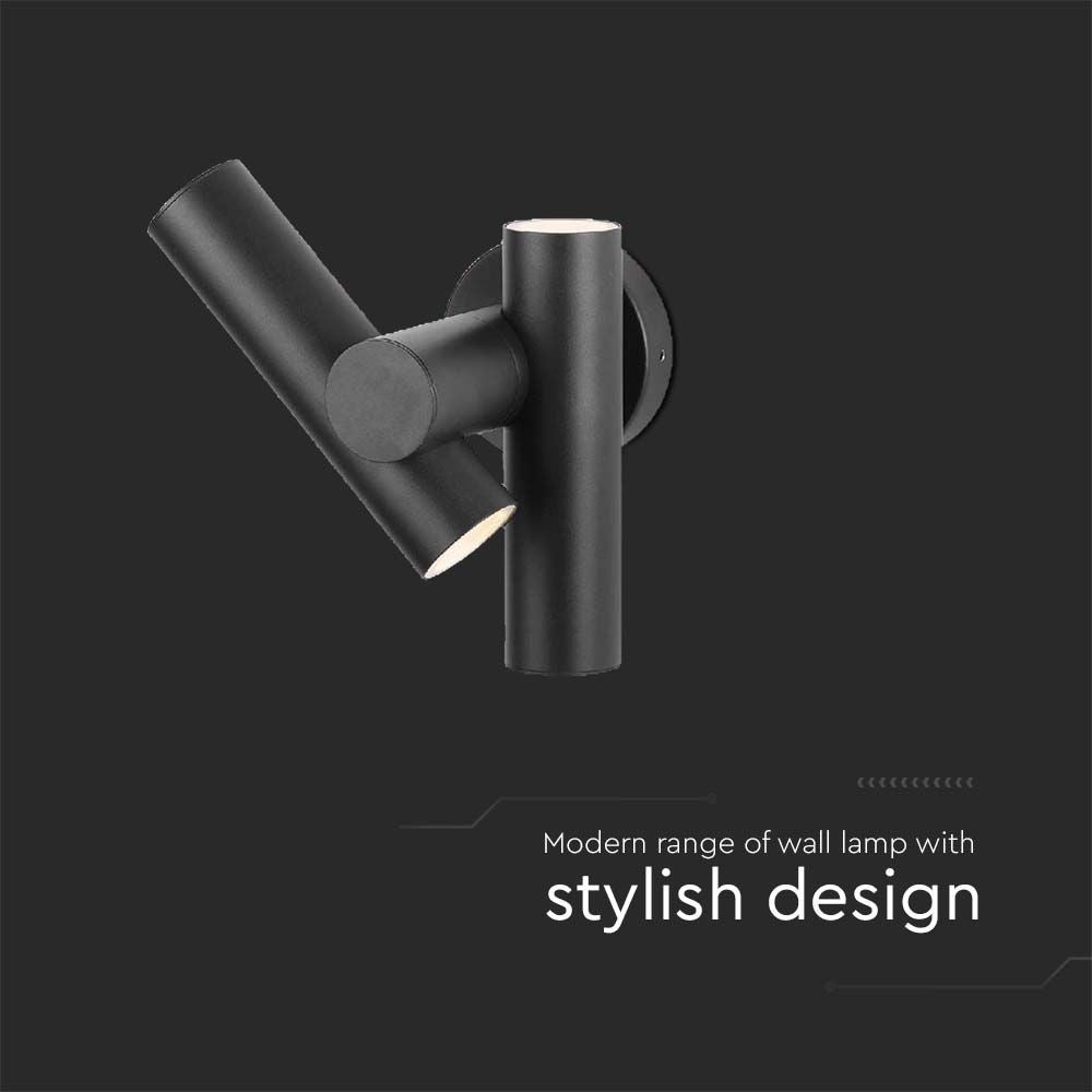 2-vejs spot væglampe med LED-modul, 600lm, 4000K, sort, IP44, 6W, 620lm