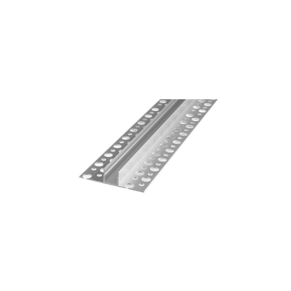Aluprofil til klinker/fliser - 13x13 mm, 2 meter, alu, inkl. mælkehvidt cover