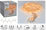 Snake lyskæde 1200 LED varm, transp, IP44,8/16t