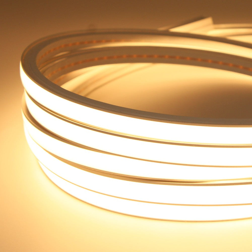 10m Varm hvid LED strip - Fleksibel neon flex belysning med 10x10 mm dimensioner, 10W/m, 24V, RA81