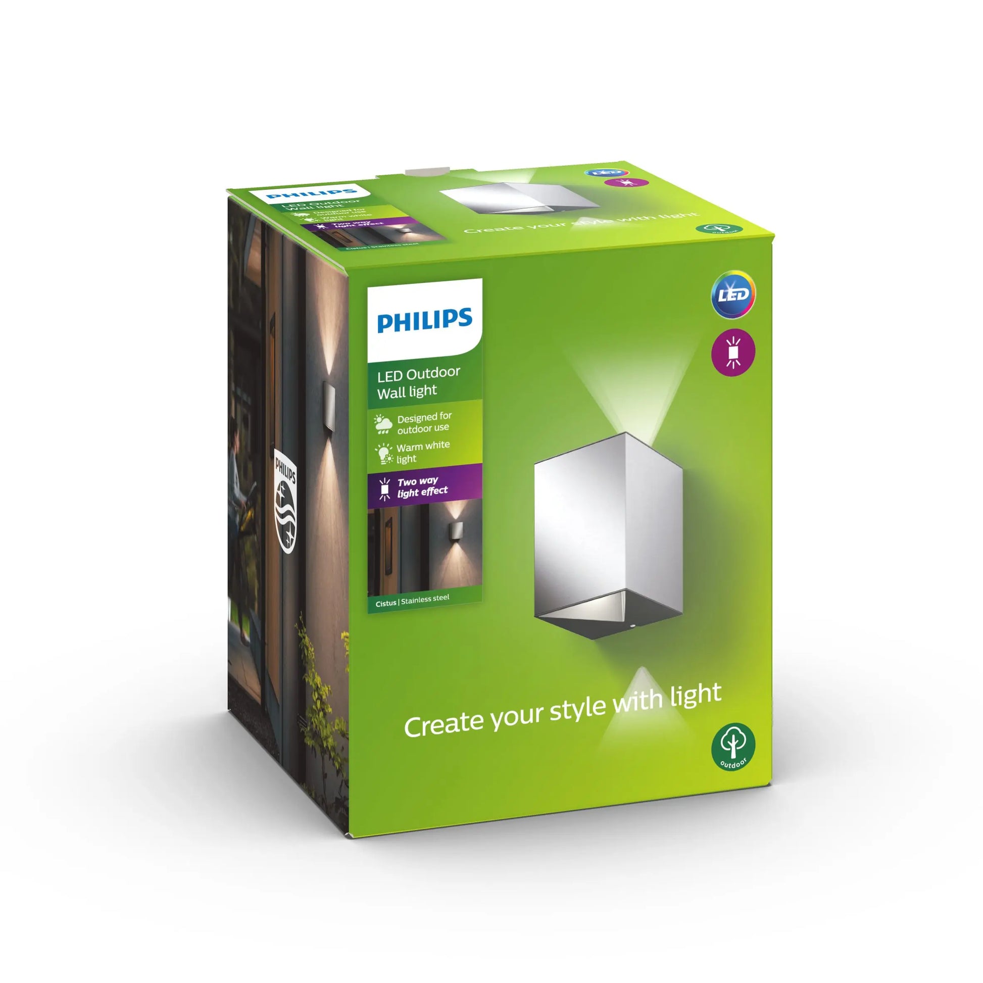 Cistus wall lantern inox 2x4.5W SELV