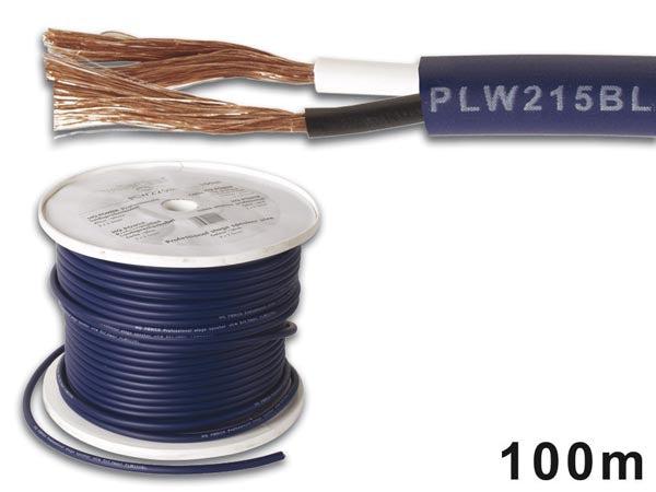 Højttalerledning, prof. - 2x1,5mm², Blå (metervare)