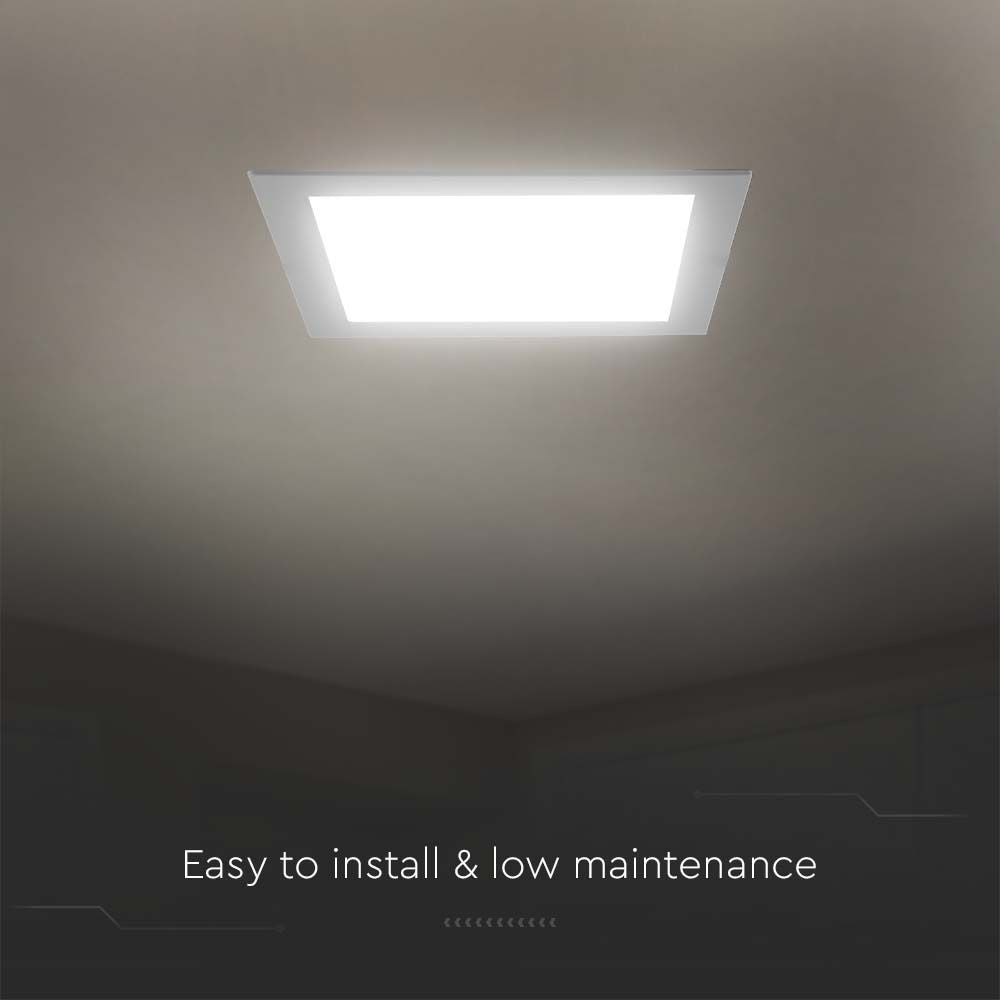 24W Bagbelyst Panel - 4000K, Firkantet LED Loftlampe med 2640lm og RA80 - Energibesparende belysning til ethvert rum