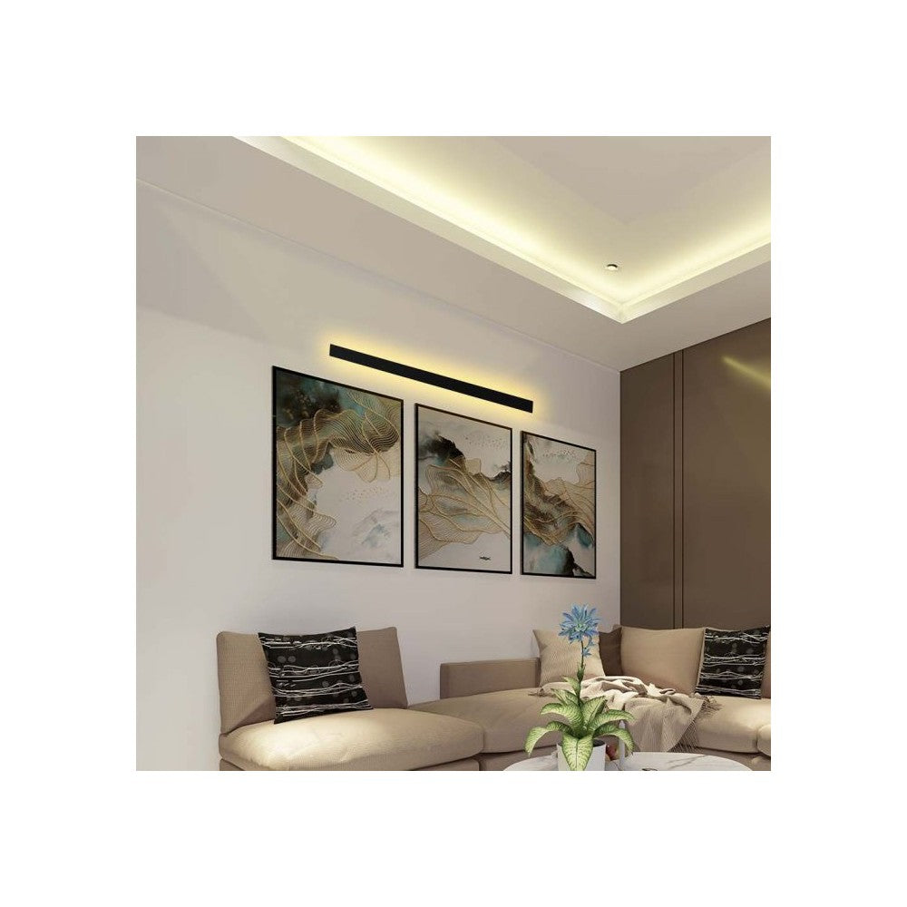 23W Lineært LED Væglys med Sort Hus, 3000K, IP65