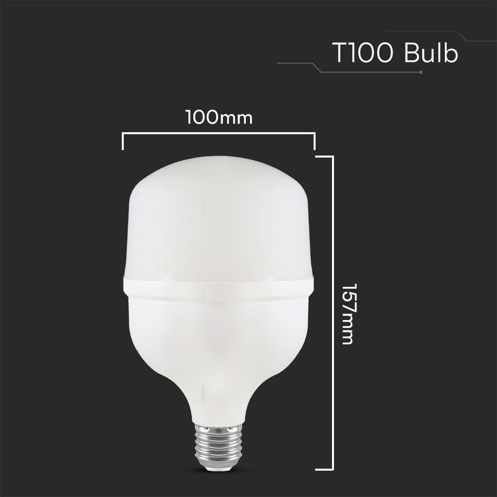 V-Tac 30W LED pære - T100, E27 med E40 ringadapter - 230V, 3210lm, RA80