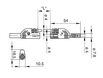 Kontaktbeskyttet testledning, 2x4mm, Stabelbar, Rød (1m)