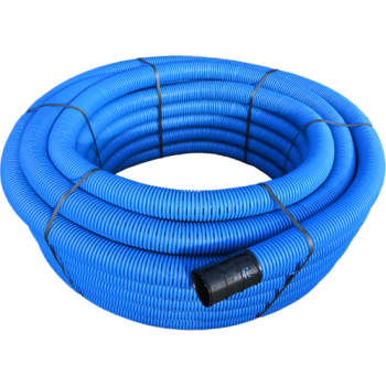 Evodrain 90/76 mm PE-drænrør med 1,4 x 13,20 mm slids, 50 m, blå