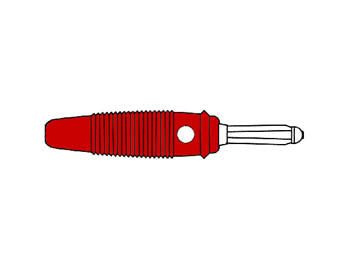 Prof. Bananstik, 4mm + sidehul, 30A, Rød (loddetype)