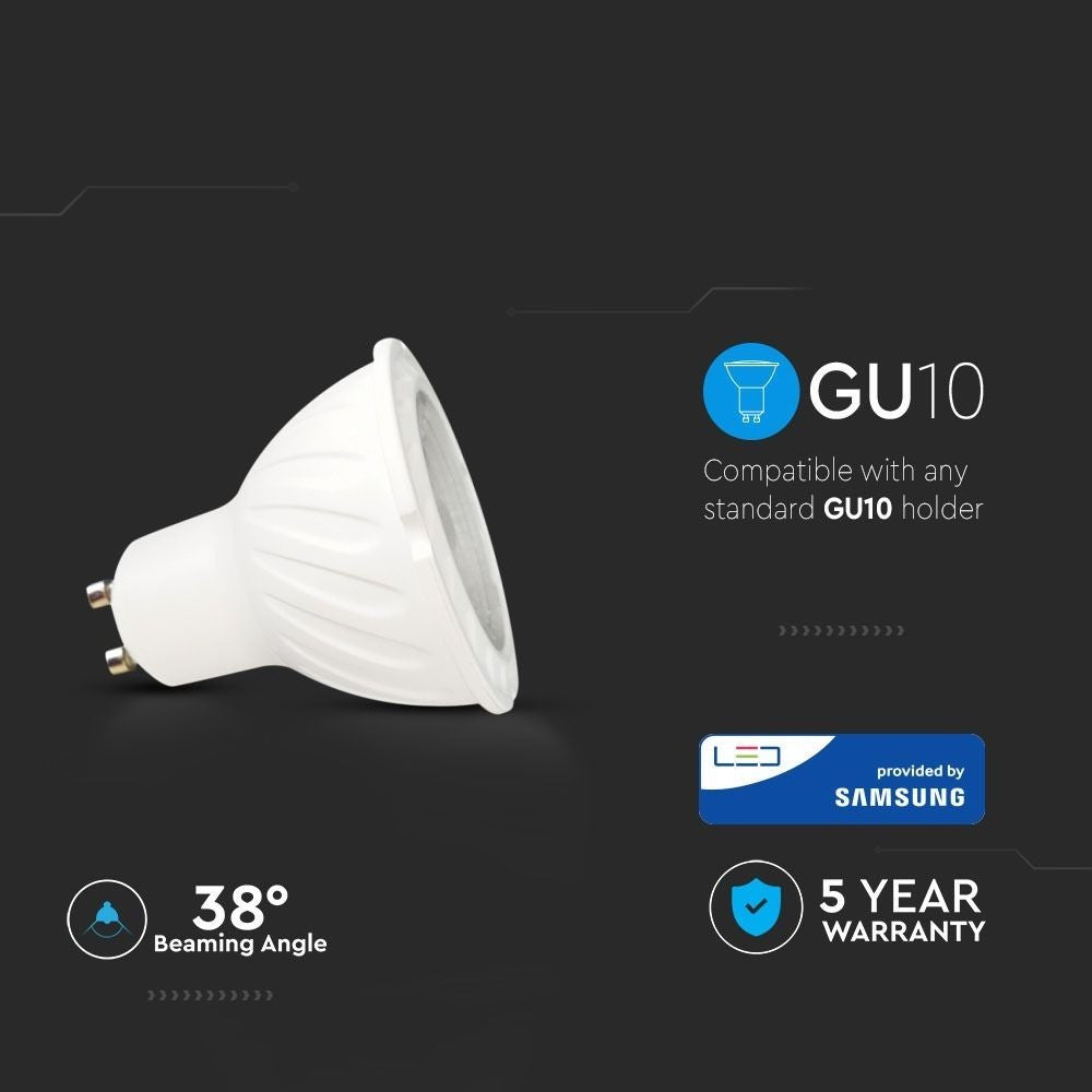 V-Tac 6W LED spot - Samsung LED chip, 230V, GU10, 5 års garanti