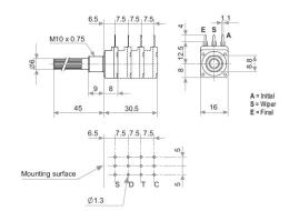 Potmeter - 50kOhm log. plasthus (Ø6mm)