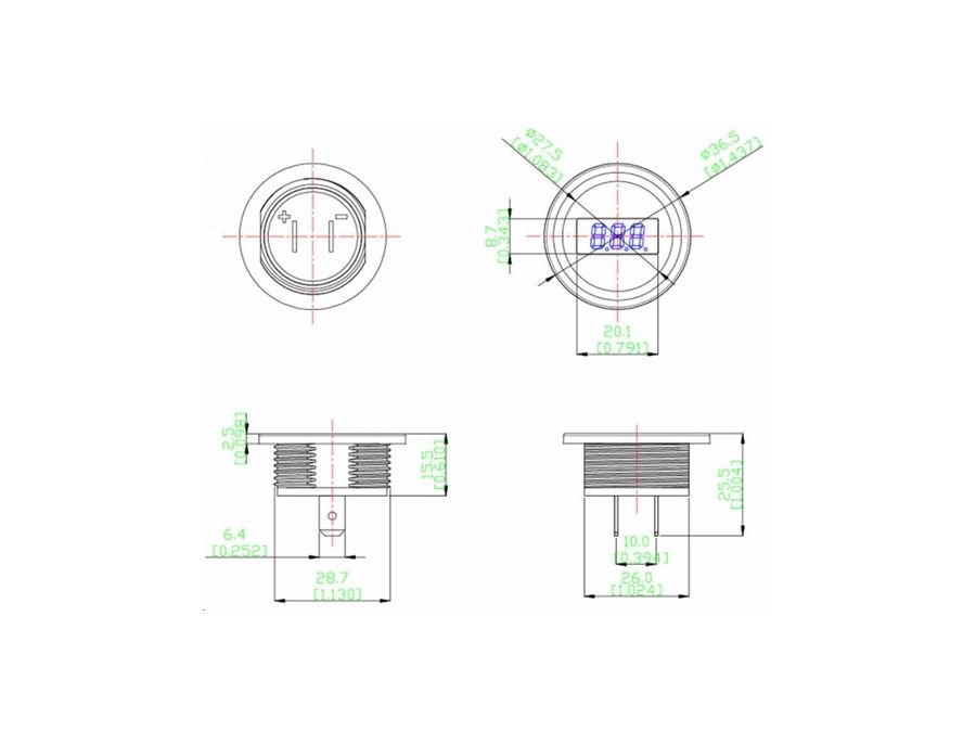 5-48V bil-batteri panel-voltmeter - Hvid LED