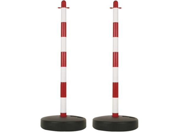Plast-stander til sikkerhedskæde - Rød/hvid (2 stk.)