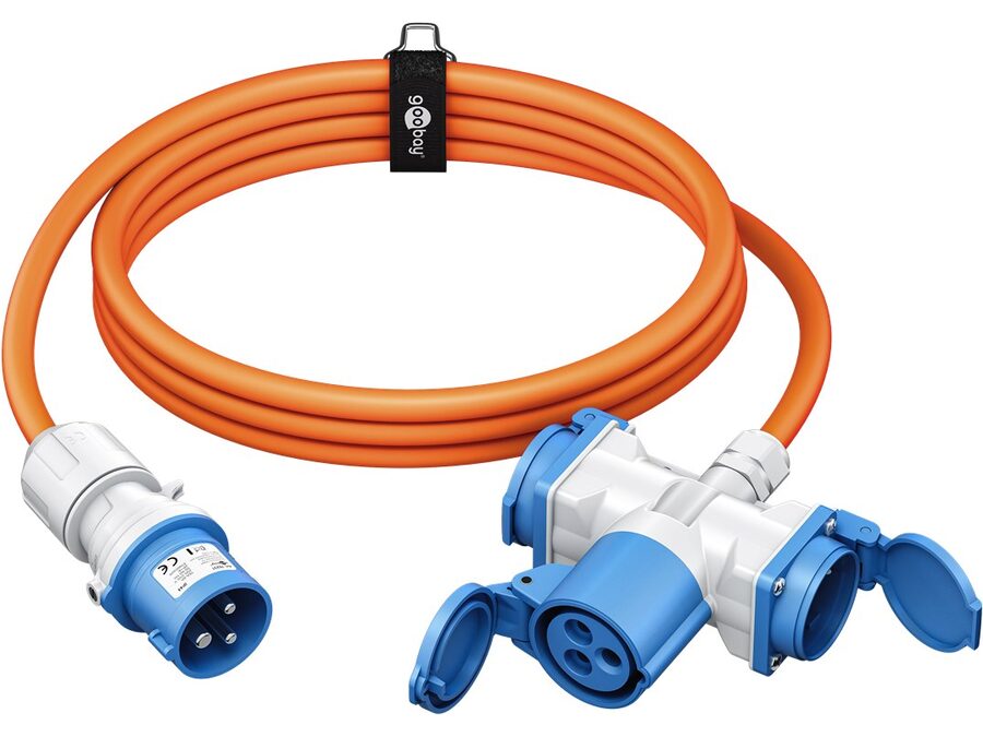CEE adapterkabel - 3P han til 3P hun + 2 x Jord (5m)