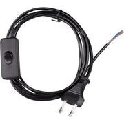 Ledning med afbryder og hanstik, 2M, sort