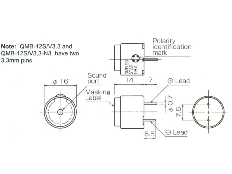 Star QMB-06 Mini Audio Transducer 90dB