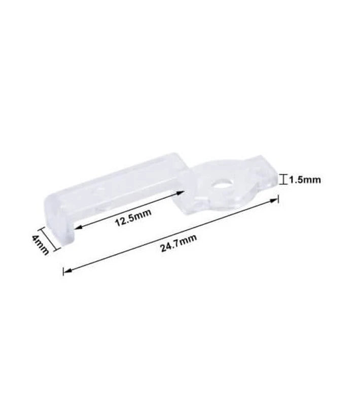20 stk. klare monteringsklips til LED strip - 10mm