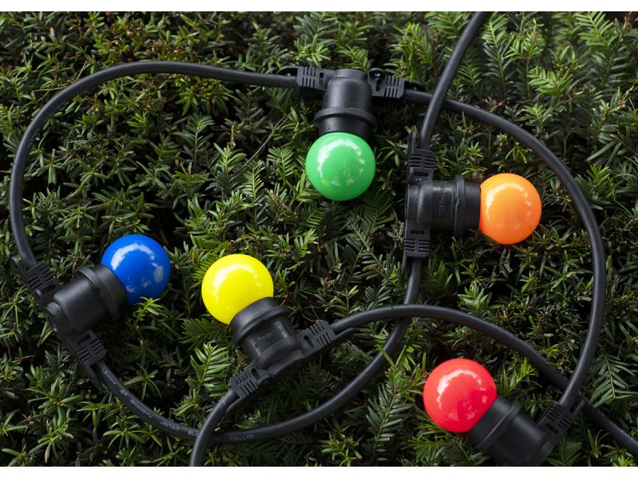 G45 LED kronepære sæt - 240V / 1W E27, ass. farver (5 stk.)