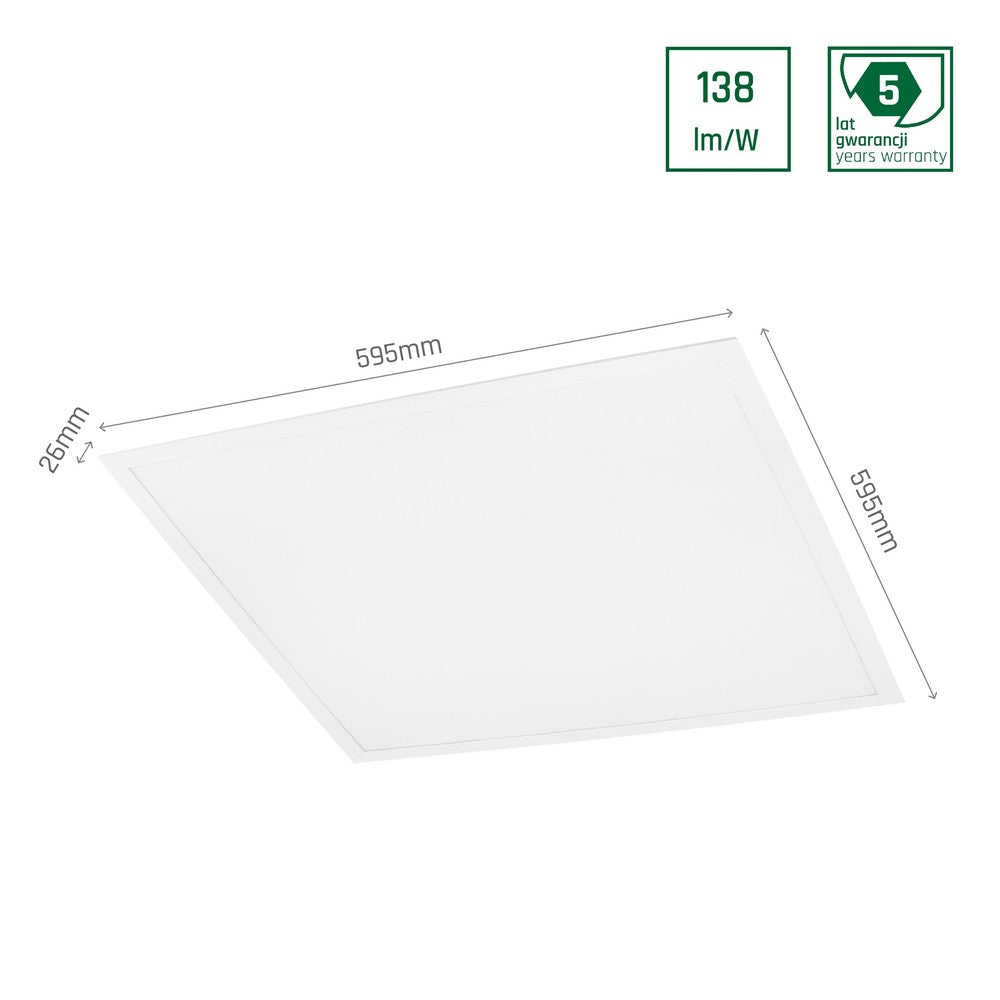 ALGINE PANEL 40W 230V Neutral Hvid, 120°, IP20, 595x595x26, Hvid, REC