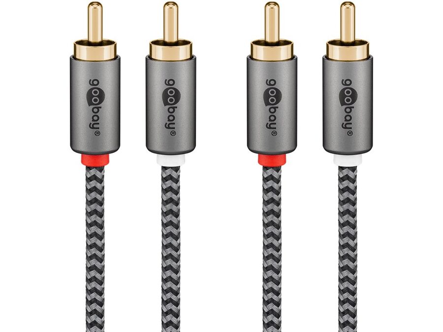 Stereo RCA(Phono) kabel, tekstilkappe (1m)
