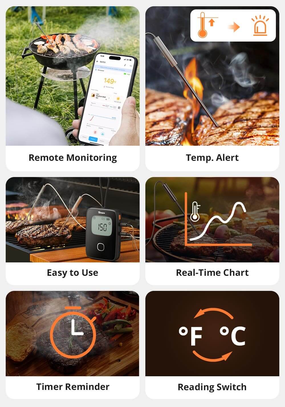 Smart BBQ-grilltermometer m. app. inkl. 2 prober