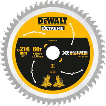 DEWALT rundsavklinger til akkusave, Ø216/30 mm, 60 td.