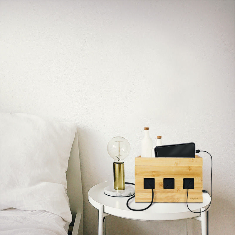 Kabelskjuler boks - 255x140x165mm, Bambus