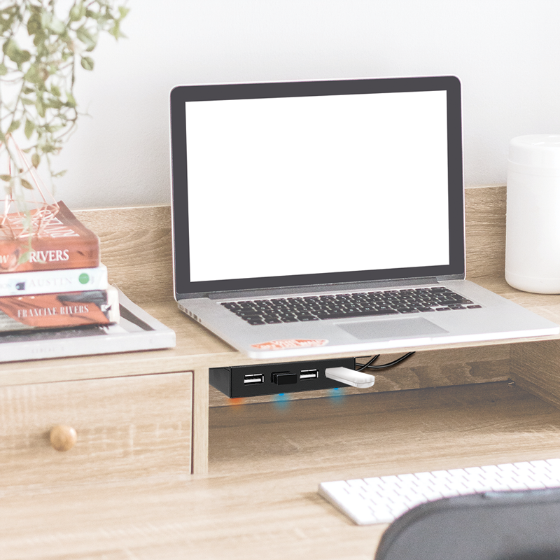 USB 2.0 HUB - 4 porte inkl. 2A strømforsyning, til montage