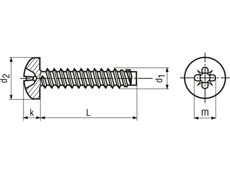 Pladeskrue, panhoved - 4,8 x 13mm, pozidriv PZ2 (50 stk.)