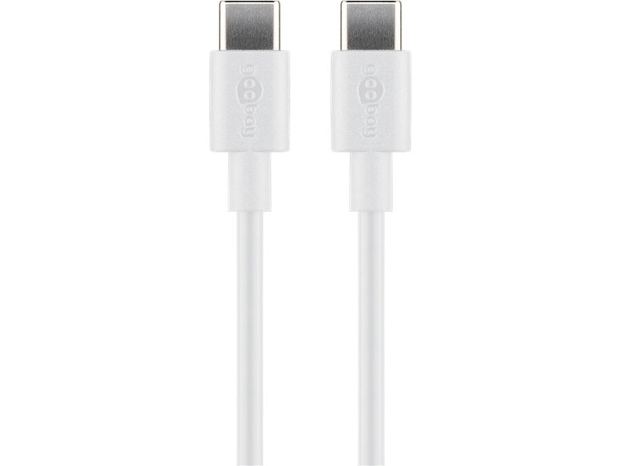 USB-C 2.0 kabel - 2xhan - 3A (60W) - Hvid (0,5m)