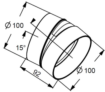 Rund Ø100 bøjning 15 grader