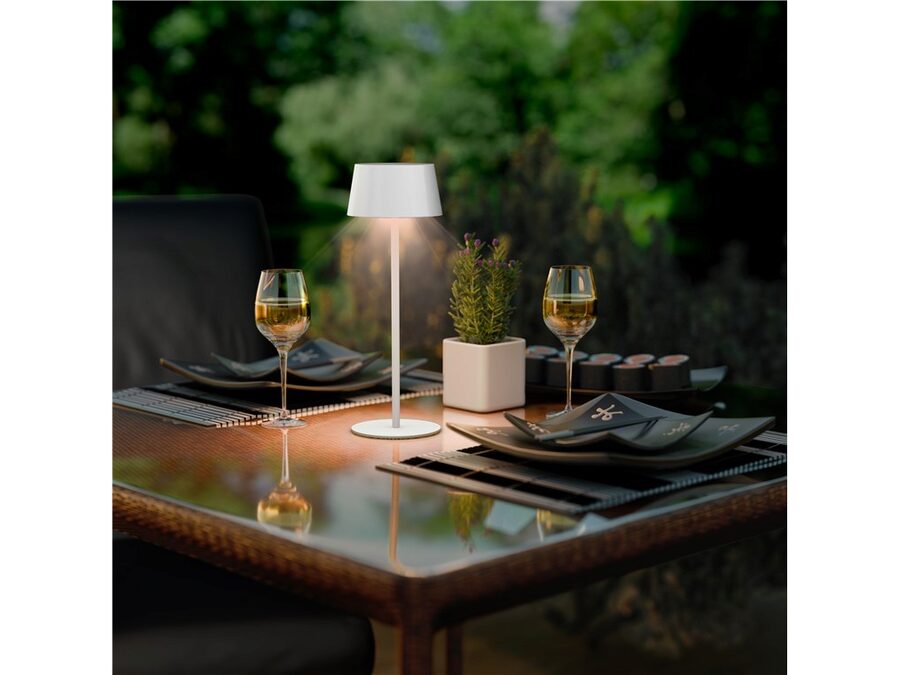 Trådløs LED solar bordlampe, hvid (IP44)