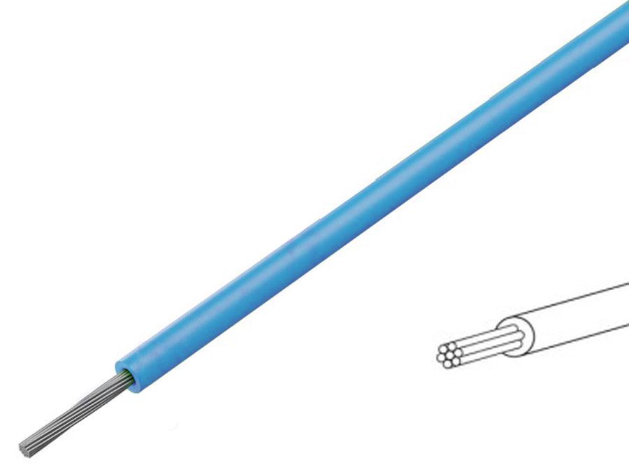 Silikoneledning - 0,25mm² trådet, 180°C Blå (metervare)