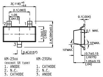 SMD LED - 3x1,3mm Rød, Diffus, 140°, 1,25mcd (SOT23)