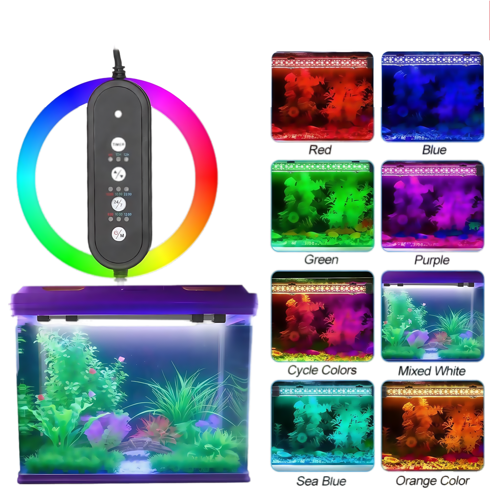 30 cm LED RGB+NW Akvarie Armatur med 10W Effekt og IP68 Vandtæthed