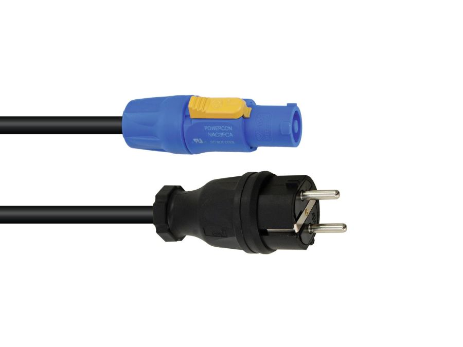 Strømkabel - CEE7/7 til Powercon, 3 x 1,5mm² PVC (1,5m)