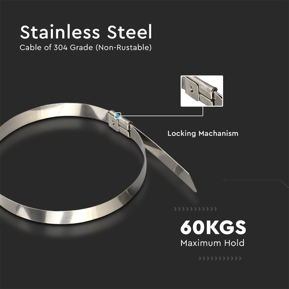 Kabelbindere - Rustfrit stål, 4,6*300 mm, 100 stk/pakke