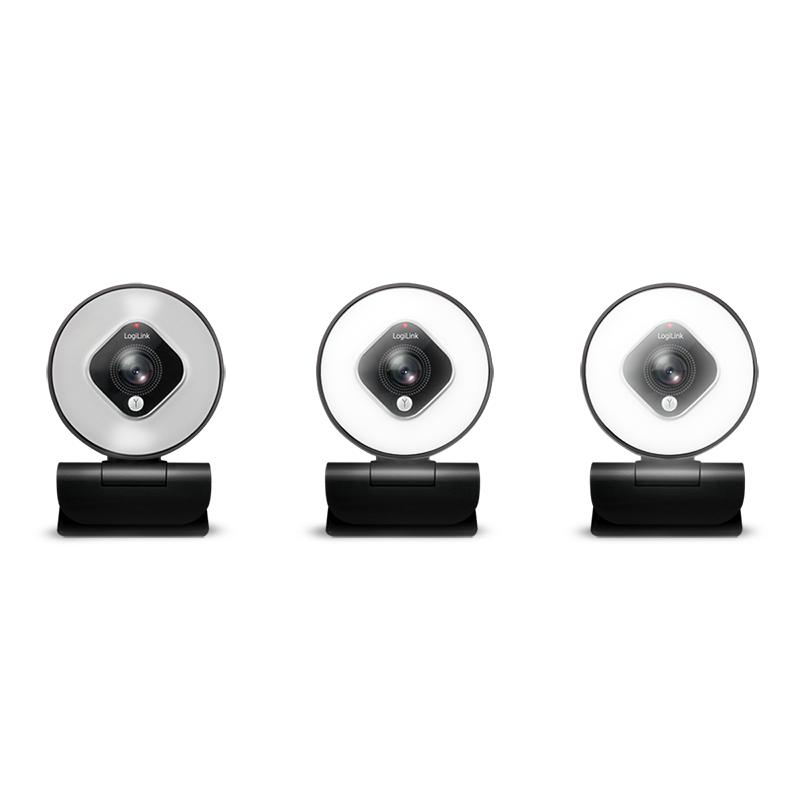 USB 2.0 Webcam m. ringlys - HD 1920x1080, Sort