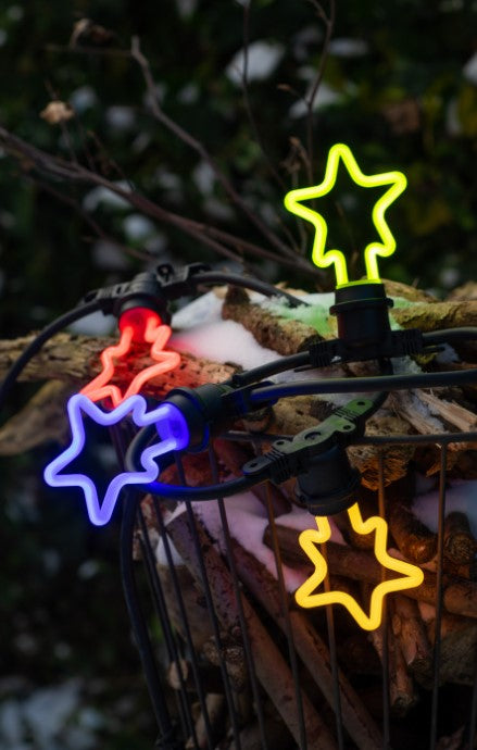 Neon LED stjerne - 240V / 4W, E27 sok., Grøn