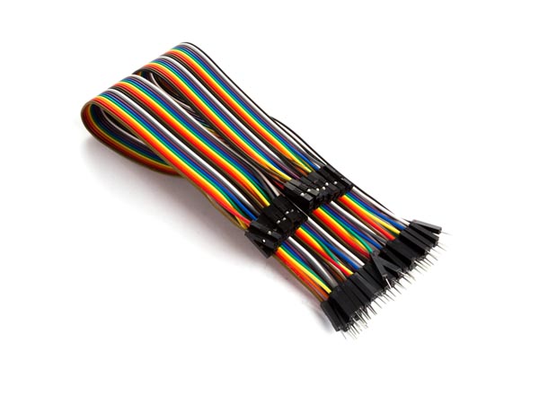 Jumper ledning - Han/hun, til breadboard, 40 ledere (30cm)