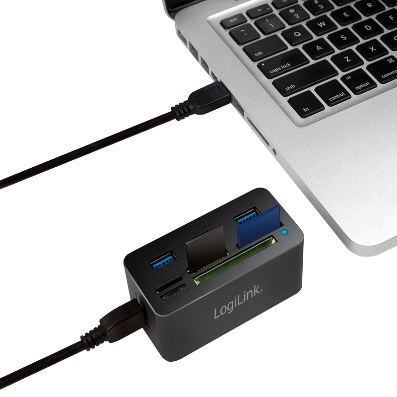 USB 3.0 hub med kortlæser - SD/microSD/M2/MS(Duo+Pro)/CF