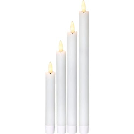 Kronelys hvid 3D flamme 4-pak
