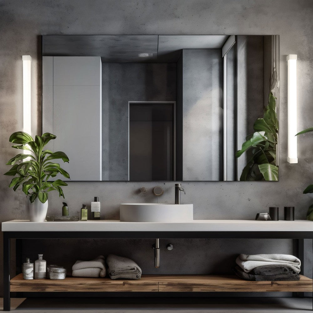 Aquatica 15W LED Væglampe - Varm hvid 230V 150° IP44 596x46x63, Hvid Runde Ender, Afbryder