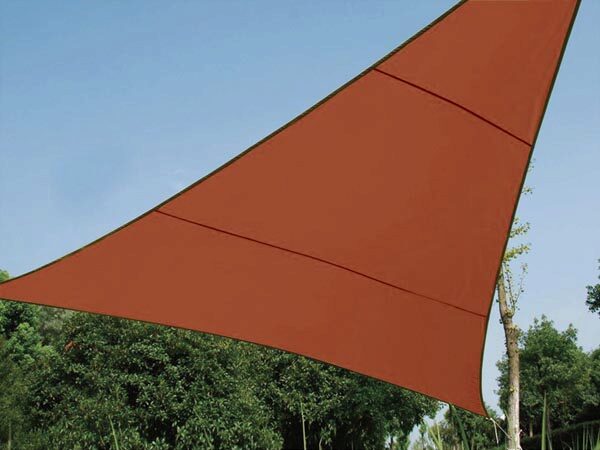 Trekantet solsejl - 5 x 5 x 5m, TERRACOTTA
